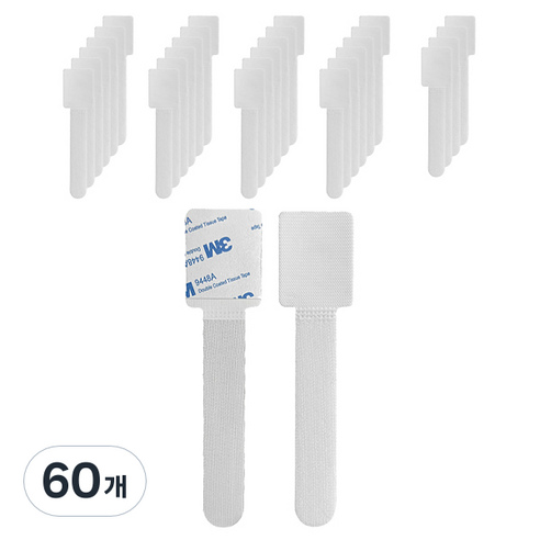 마켓감성 벨크로 케이블 정리기, 화이트, 60개