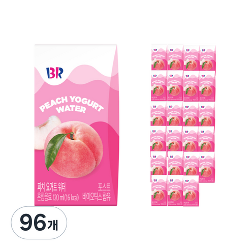 배스킨라빈스 과즙워터 피치요거트, 120ml, 96개