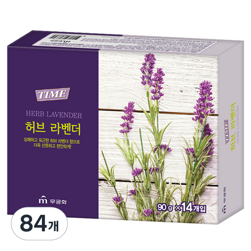 무궁화 타임 비누 허브 라벤더, 90g, 84개