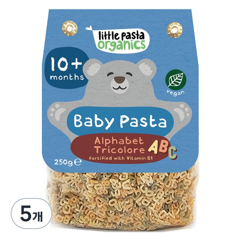 리틀파스타오가닉스 유기농 파스타 알파벳, 250g, 5개