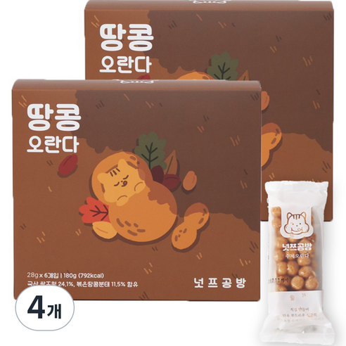 넛쯔공방 부드러운 수제오란다 땅콩 6p, 168g, 4개