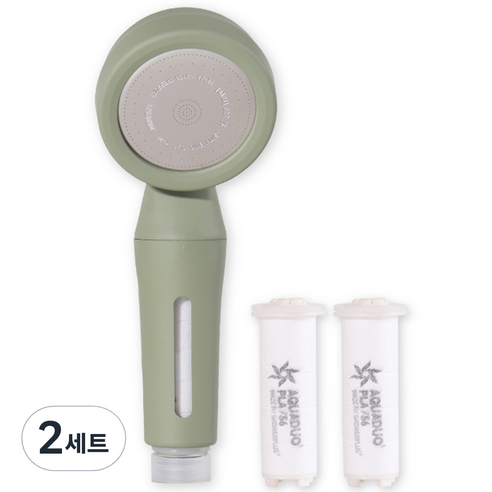 아쿠아듀오 블라썸 여행용 샤워기 + 리필필터 2p 세트, 2세트, OLIVE(샤워기)
