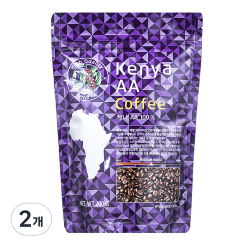 코델리 케냐 AA 홀빈커피, 홀빈(분쇄안함), 200g, 2개