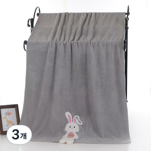 원이네 사랑스러운 토끼 바스타월 300g, 그레이, 3개