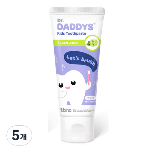닥터데디스 아동용 저불소 키즈 치약, 60g, 5개