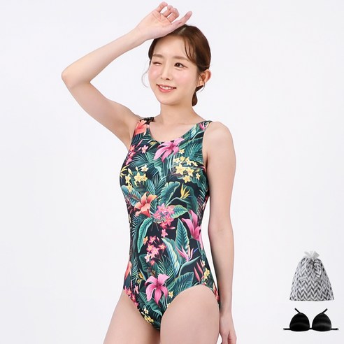 아쿠아티카 여성용 실내 원피스 수영복 3종 세트 AQA1644