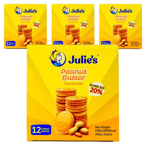 줄리스 피넛버터 샌드위치, 540g, 4개