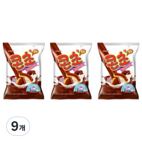 크라운 콘초 초코가나슈 옥수수스낵, 110g, 9개