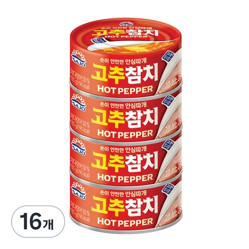 사조참치 고추참치 안심따개, 135g, 16개