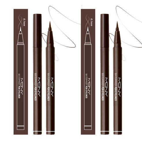맥퀸뉴욕 워터프루프 펜아이라이너 0.6g, 딥 브라운, 2개