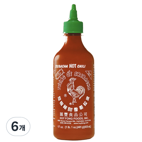 허이펑 닭표 스리라차 핫 칠리 소스, 481g, 6개