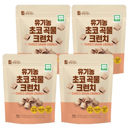 맛있는풍경 유기농 초코 곡물 크런치, 80g, 4개