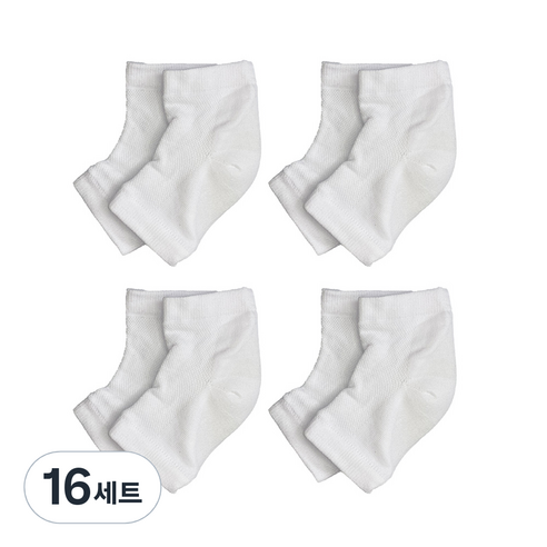 생활더하기 풋케어 발 뒤꿈치 보습 패드 양말 화이트, 1개입, 16세트