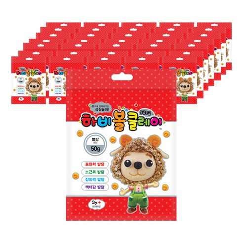 토단교재 하비볼클레이 낱색 60p, 빨강, 50g, 1개