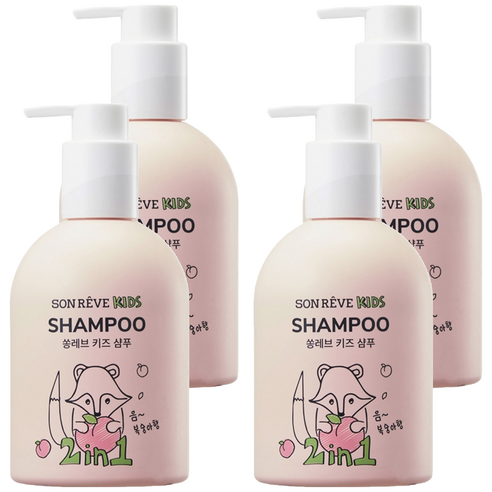 쏭레브 키즈 샴푸 2 in 1 피치코코향, 300ml, 4개