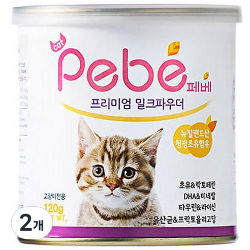 페베 프리미엄 밀크파우더 고양이 분유, 120g, 2개