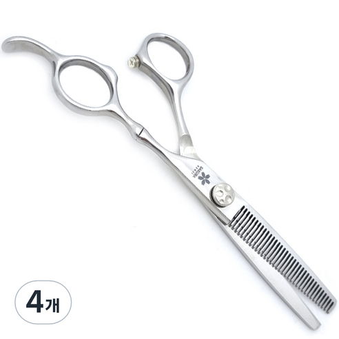 사쿠라겐지 인볼트 35발 V홈 틴닝 미용가위 35BS, 실버(가위), 랜덤발송(가위집), 4개