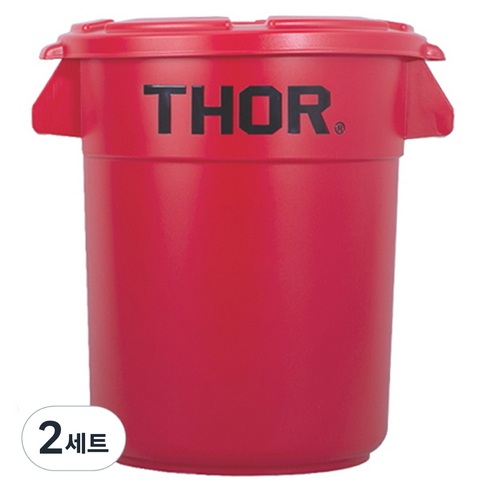 토르컨테이너 원형 캠핑 수납 보관함 1단 12L + 덮개 세트, RED, 2세트