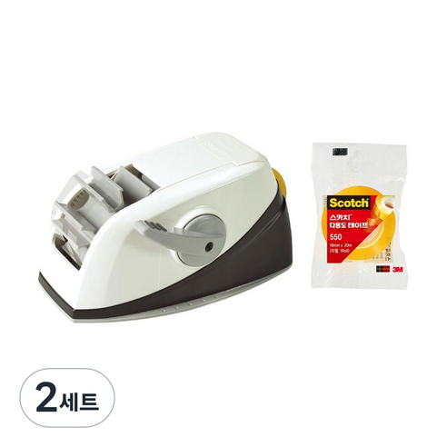 3M 원터치 테이프 디스펜서 + 다용도 테이프 550 리필, 블랙, 2세트