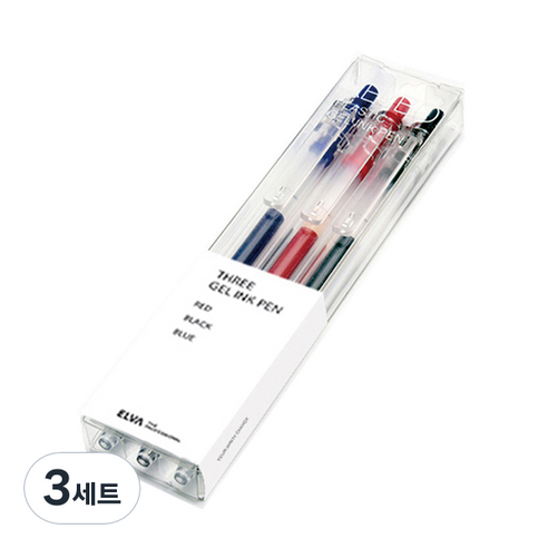 KACO KEYBO 젤펜 0.5mm 3p 세트, 레드, 블랙, 블루, 3세트