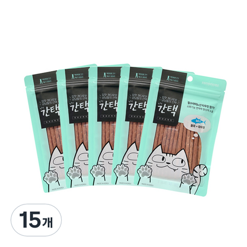 고양이 간택 져키, 참치 + 타우린 혼합맛, 50g, 15개