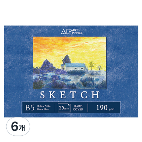 두성종이 아트프린스 스케치북 무선 190g S07, B5, 25매, 6개