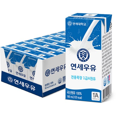 연세우유 멸균 흰우유, 190ml, 24개