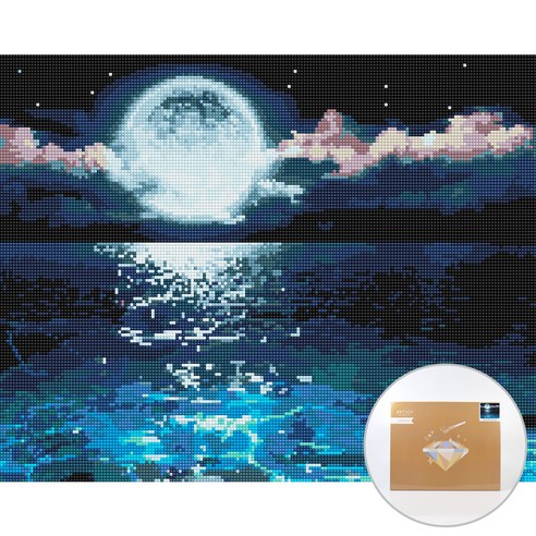 아트조이 DIY 보석 십자수 캔버스형 50 x 40 cm, 달빛 뿌려진 바다, 1세트