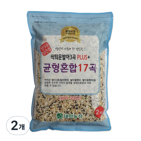 대한농산 싹틔운 발아3곡 플러스 균형혼합 17곡, 2kg, 2개