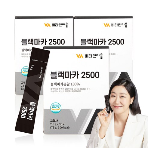 비타민마을 블랙마카 2500 분말 스틱, 75g, 3개
