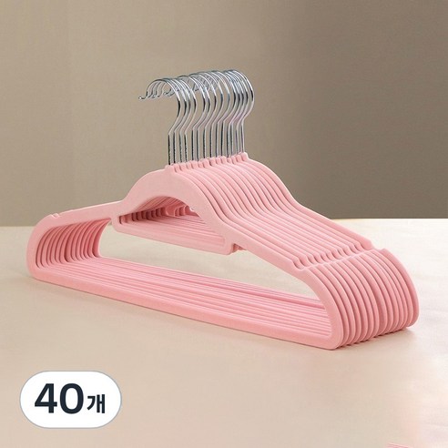 솔브리빙 논슬립 내구성 좋은 정장 코트 옷걸이 38cm, 핑크, 40개