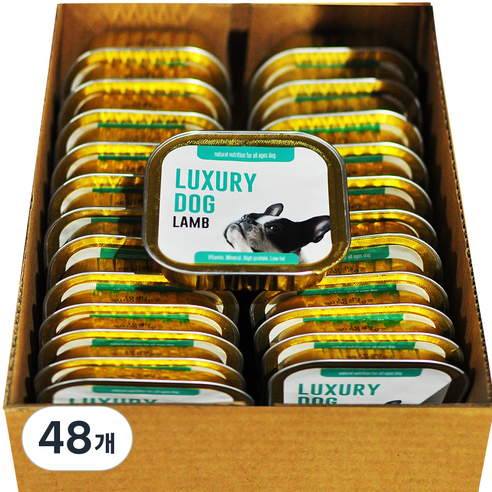 럭셔리독 강아지간식 사각 캔, 양고기, 100g, 48개