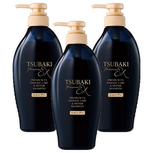 츠바키 프리미엄 EX 데미지케어 & 리페어 샴푸 ​까멜리아, 450ml, 3개