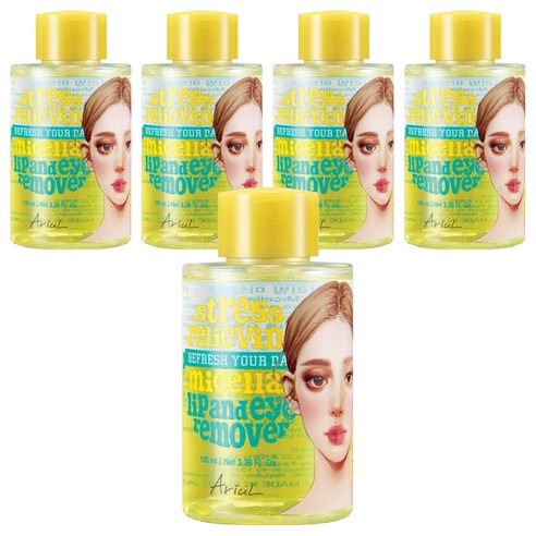 아리얼 스트레스 릴리빙 미셀라 립 앤 아이 리무버, 100ml, 5개