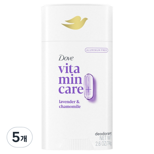 도브 비타민 케어 플러스 데오드란트 스틱 라벤더 앤 캐모마일 향, 74g, 5개