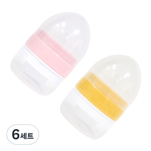 봉봉몬스터 국내 제조 액상분유 커넥터 빨대컵 부속용품 핑크 + 레몬 세트, 6세트