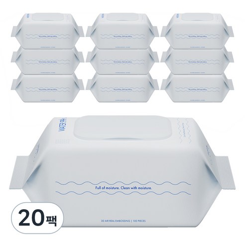 워터 99 초순수 저자극 아기물티슈 베이직 캡형, 50g, 100매, 20개