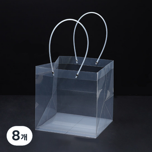 미화부장 PVC 비닐 꽃다발 화분 식물 선물 케이크 포장 투명 긴 대형 쇼핑백, 08 사각 특대, 8개