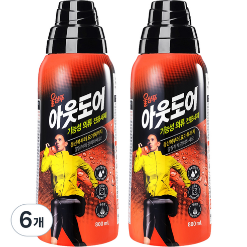 애경 울샴푸 아웃도어 기능성의류 전용세제, 800ml, 6개