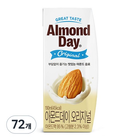 남양유업 아몬드데이 오리지널, 190ml, 72개