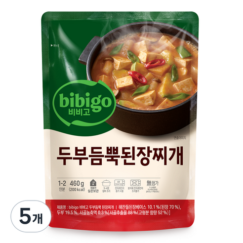 비비고 두부듬뿍 된장찌개, 460g, 5개