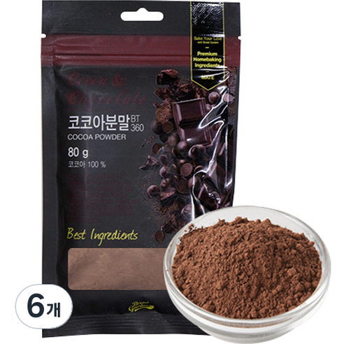 브레드가든 템퍼링이 되어있는 코코아파우더, 80g, 1개입, 6개, 80g