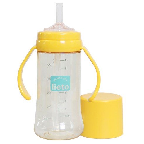 리에또 PES 빨대컵 일체형 300ml, 옐로우, 1개