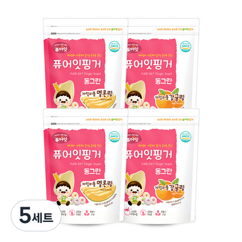 퓨어잇 핑거 동그란 자일리톨 감귤링 2p + 멜론링 2p, 5세트
