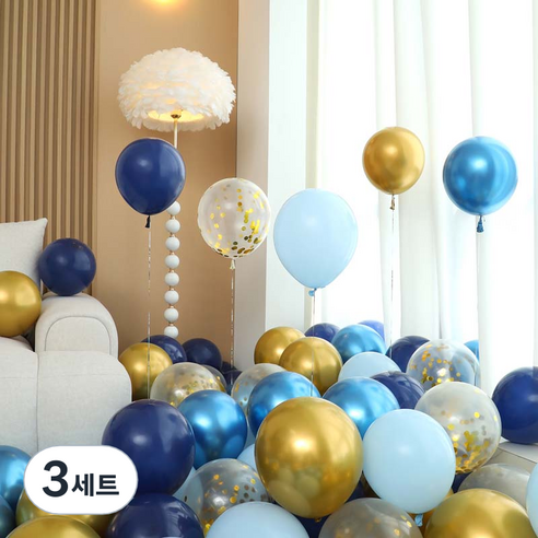 피앤비유니티 풍선 50p 세트 블루, 07 다크블루 컨페티 5색혼합, 3세트