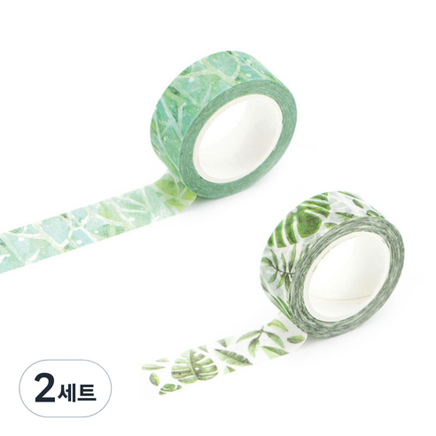 라이프포인트 내츄럴 일러스트 마스킹 테이프 21몬스테라 세트, 21몬스테라, 22아침이슬, 2세트