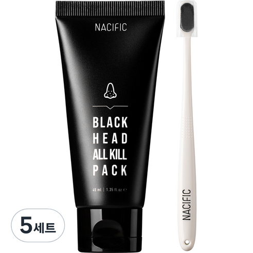 네시픽 블랙헤드 올킬 워시오프 마스크팩 코팩 + 올킬 브러쉬, 5세트, 5개