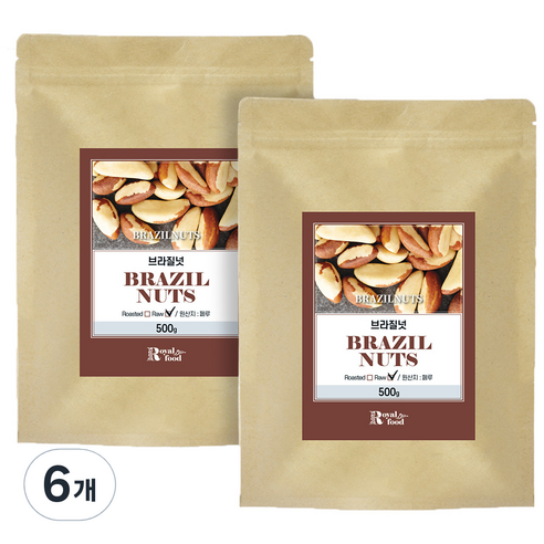 로얄푸드 페루산 브라질너트 A등급 MG, 500g, 6개