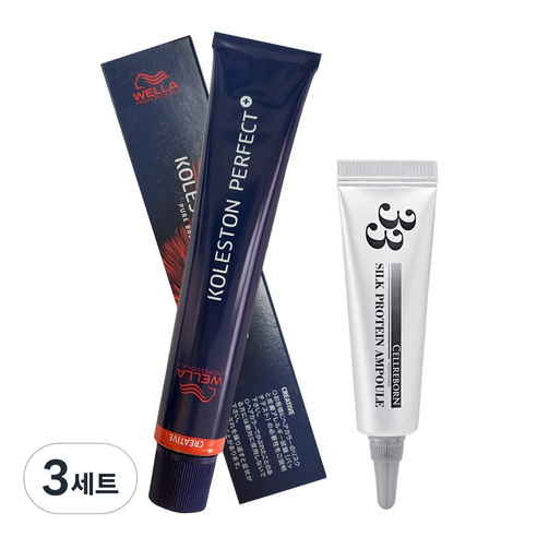 웰라 콜레스톤 퍼펙트 플러스 염모제 80g + 셀리본 33 실크 프로틴 앰플 12ml, 3세트, 8/6