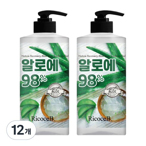 리코셀 네이처 리커버리 알로에 수딩 젤 이엑스, 1000ml, 12개